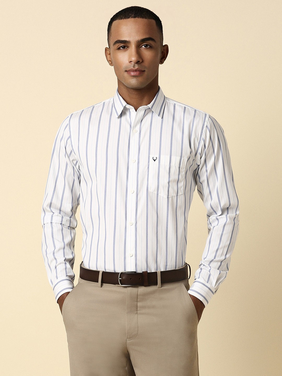 

Allen Solly Slim Fit Striped Cotton Formal Shirt, White