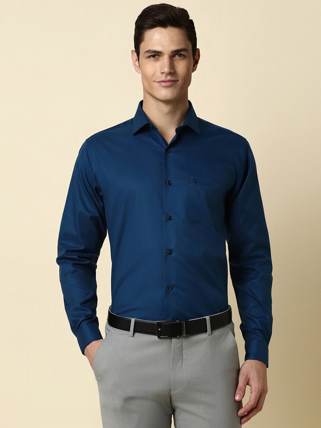 

Allen Solly Spread Collar Slim Fit Pure Cotton Formal Shirt, Blue