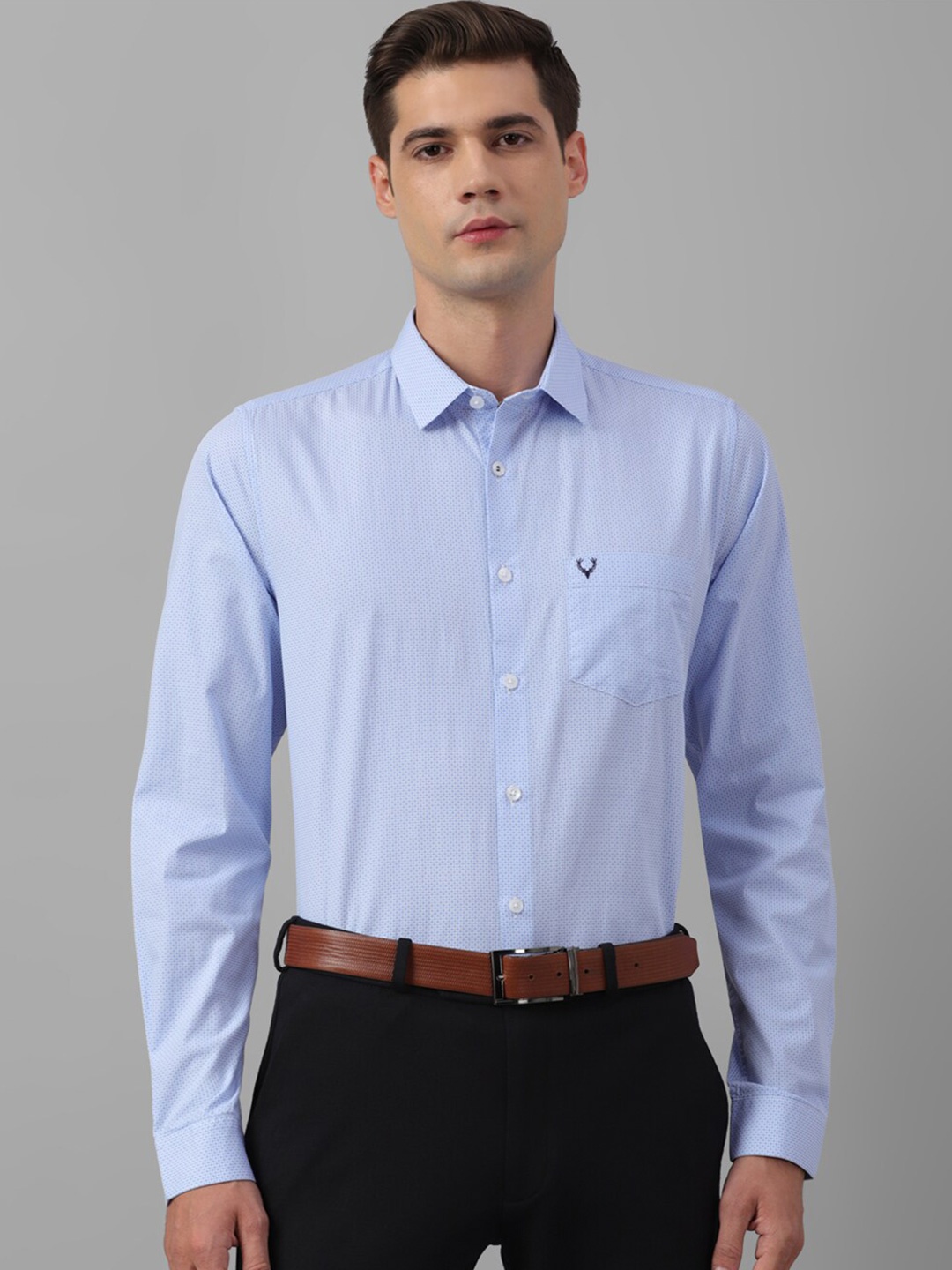 

Allen Solly Spread Collar Slim Fit Pure Cotton Formal Shirt, Blue