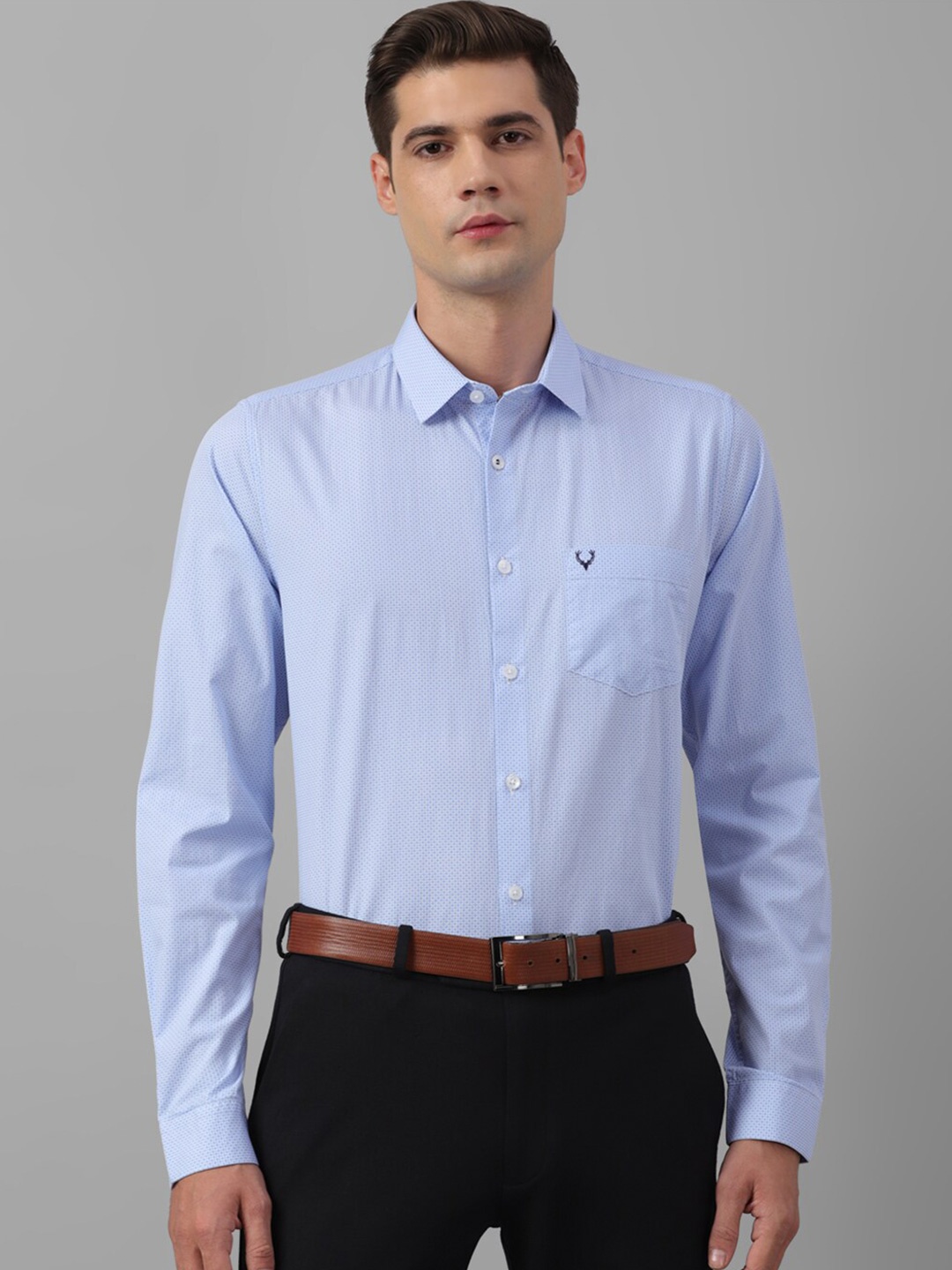 

Allen Solly Spread Collar Slim Fit Pure Cotton Formal Shirt, Blue