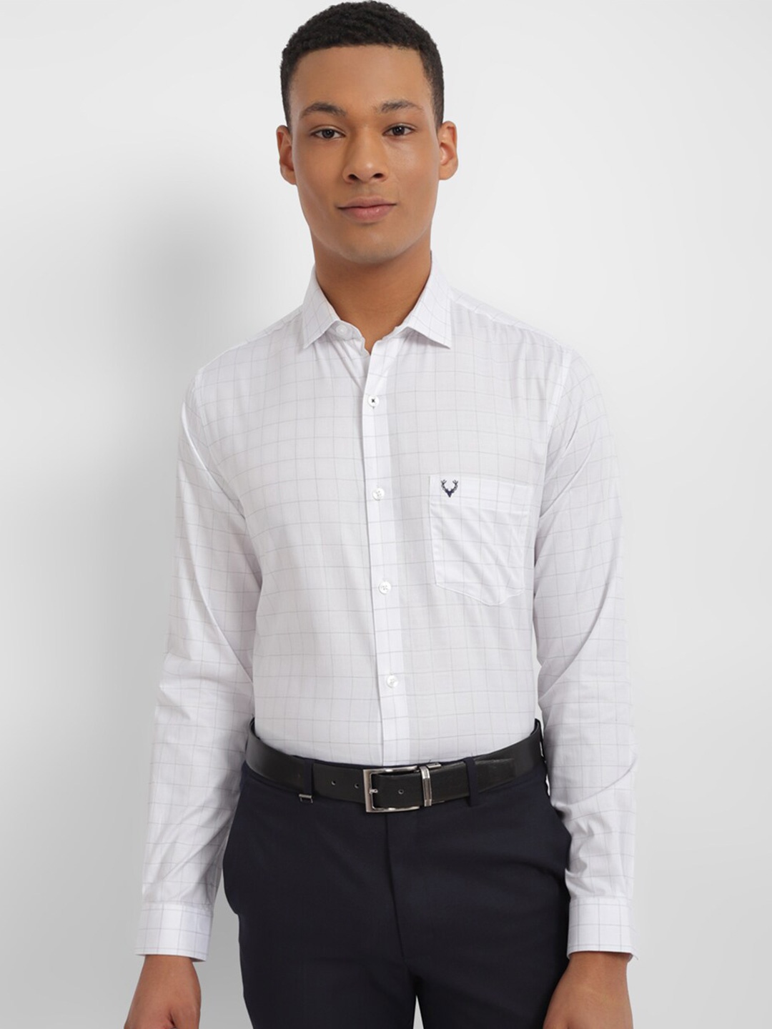 

Allen Solly Windowpane Checked Pure Cotton Formal Shirt, White