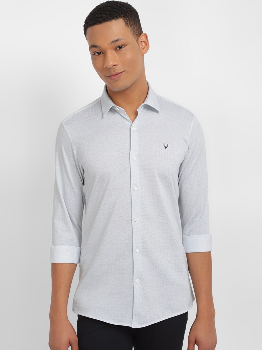 

Allen Solly Spread Collar Slim Fit Pure Cotton Casual Shirt, Grey
