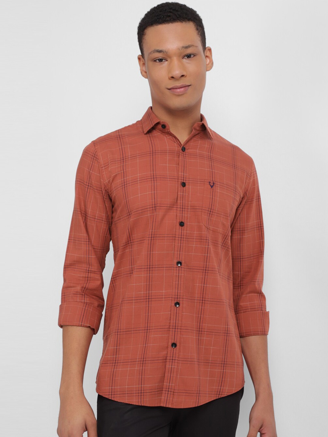

Allen Solly Windowpane Checked Pure Cotton Casual Shirt, Peach