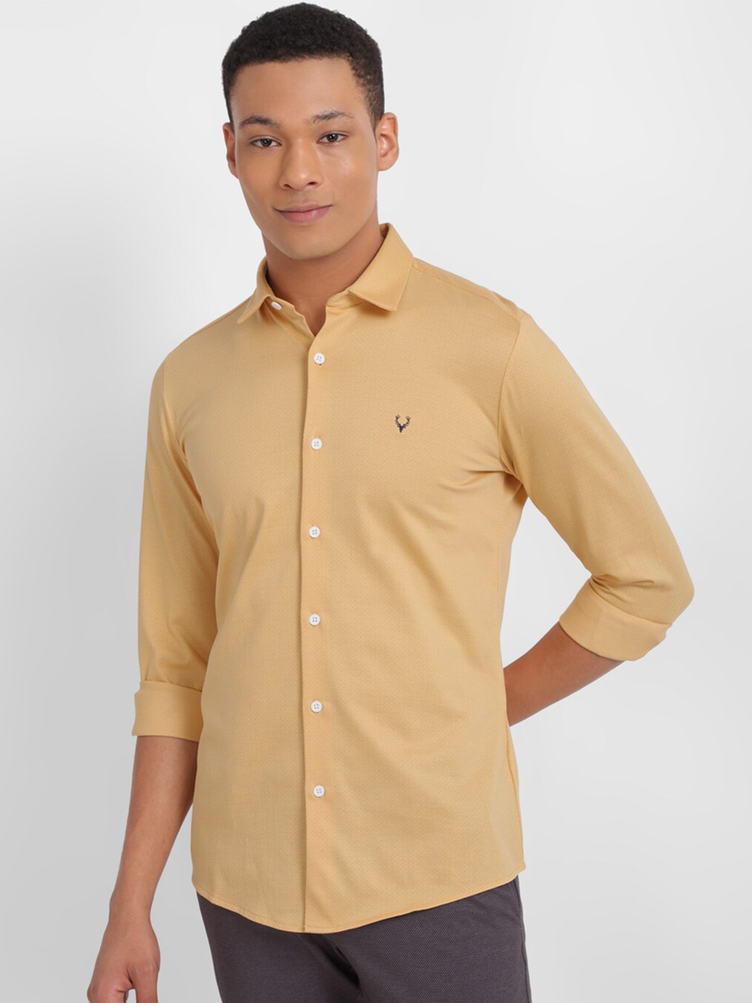

Allen Solly Spread Collar Slim Fit Pure Cotton Casual Shirt, Orange