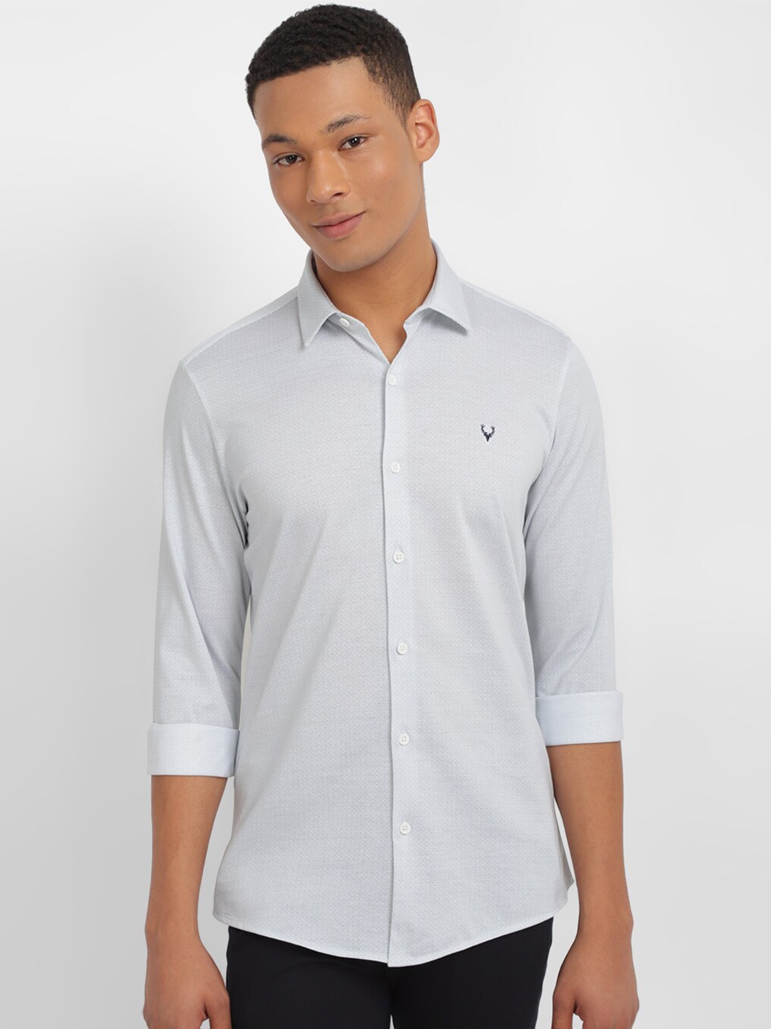 

Allen Solly Spread Collar Slim Fit Pure Cotton Casual Shirt, Grey