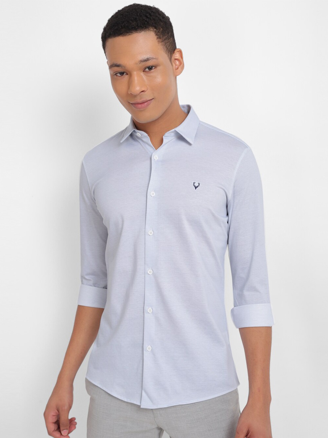 

Allen Solly Spread Collar Slim Fit Pure Cotton Casual Shirt, Blue