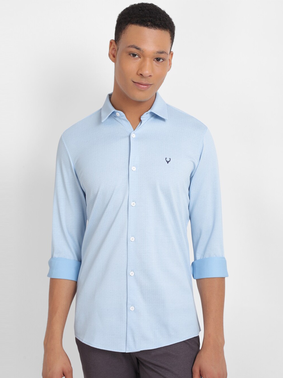 

Allen Solly Spread Collar Slim Fit Pure Cotton Casual Shirt, Blue