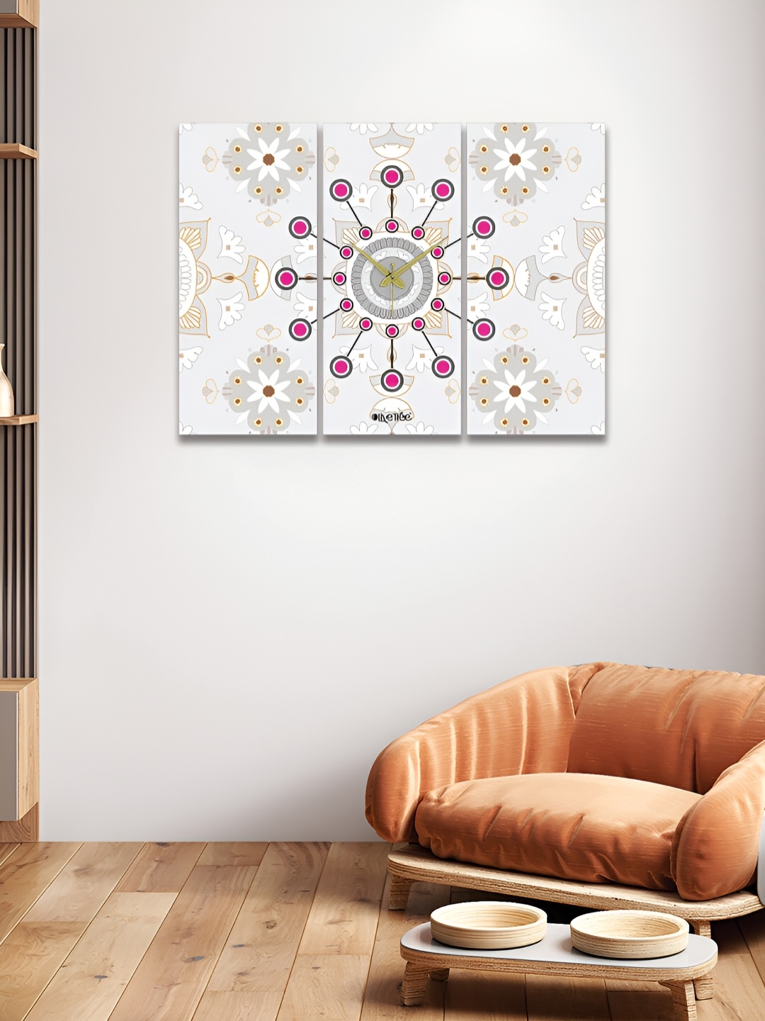 

OLIVE TREE Off White & Pink Printed Contemporary Wall Clock