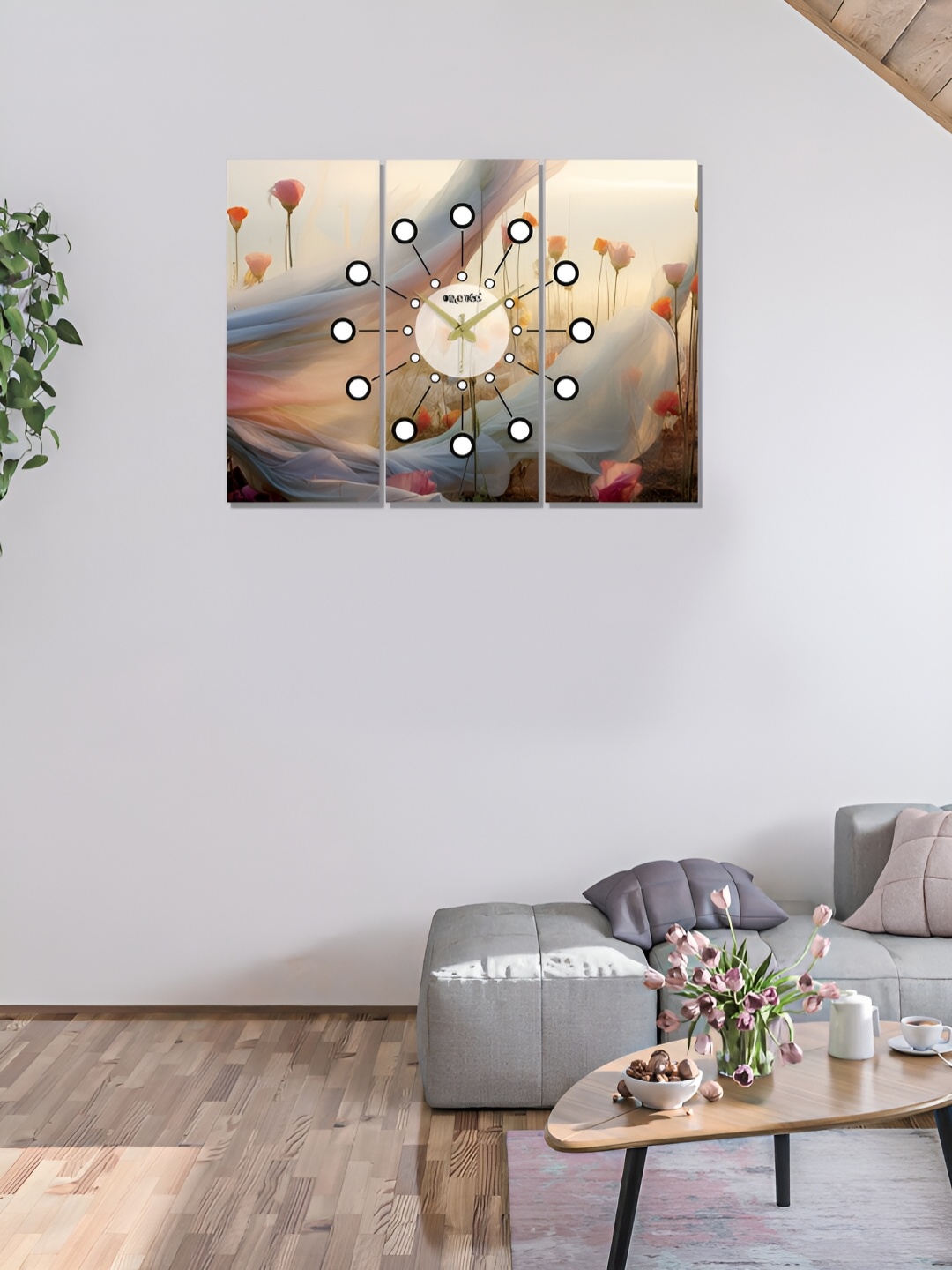 

OLIVE TREE Blue & Orange Printed Contemporary Wall Clock