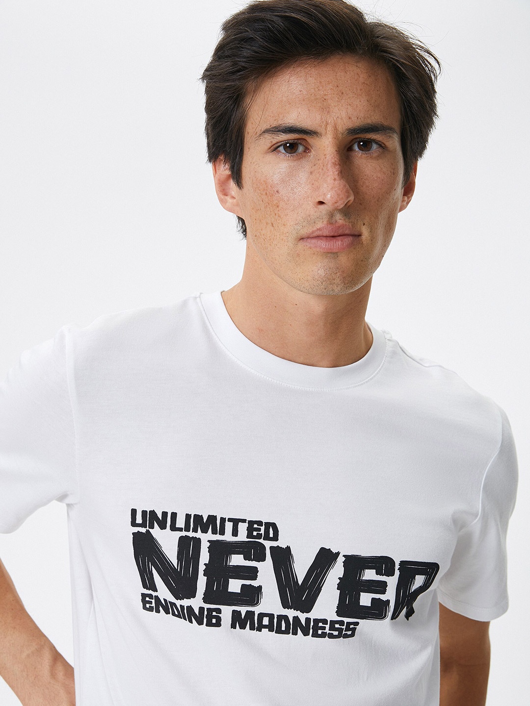 

Koton Round Neck Typography Printed Cotton T-shirt, White