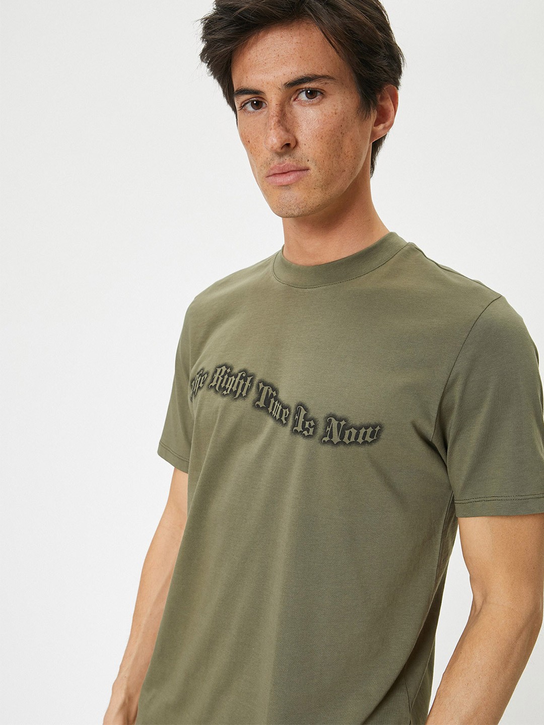 

Koton Typography Printed Pure Cotton T-shirt, Green