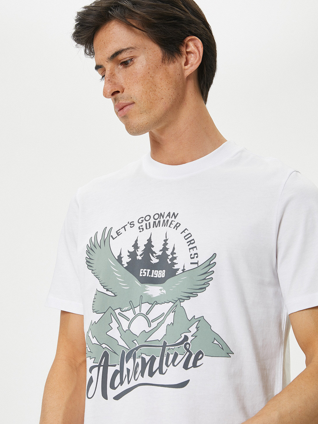 

Koton Graphic Printed Pure Cotton T-shirt, White