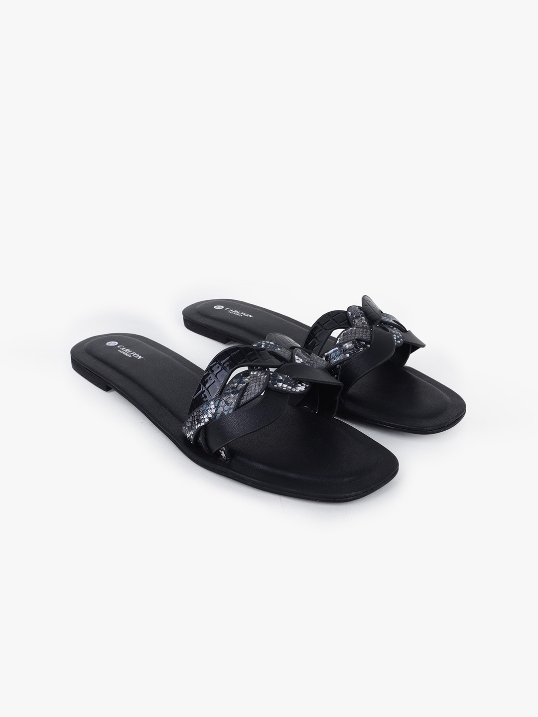 

Carlton London Textured Strappy Open Toe Flats, Black