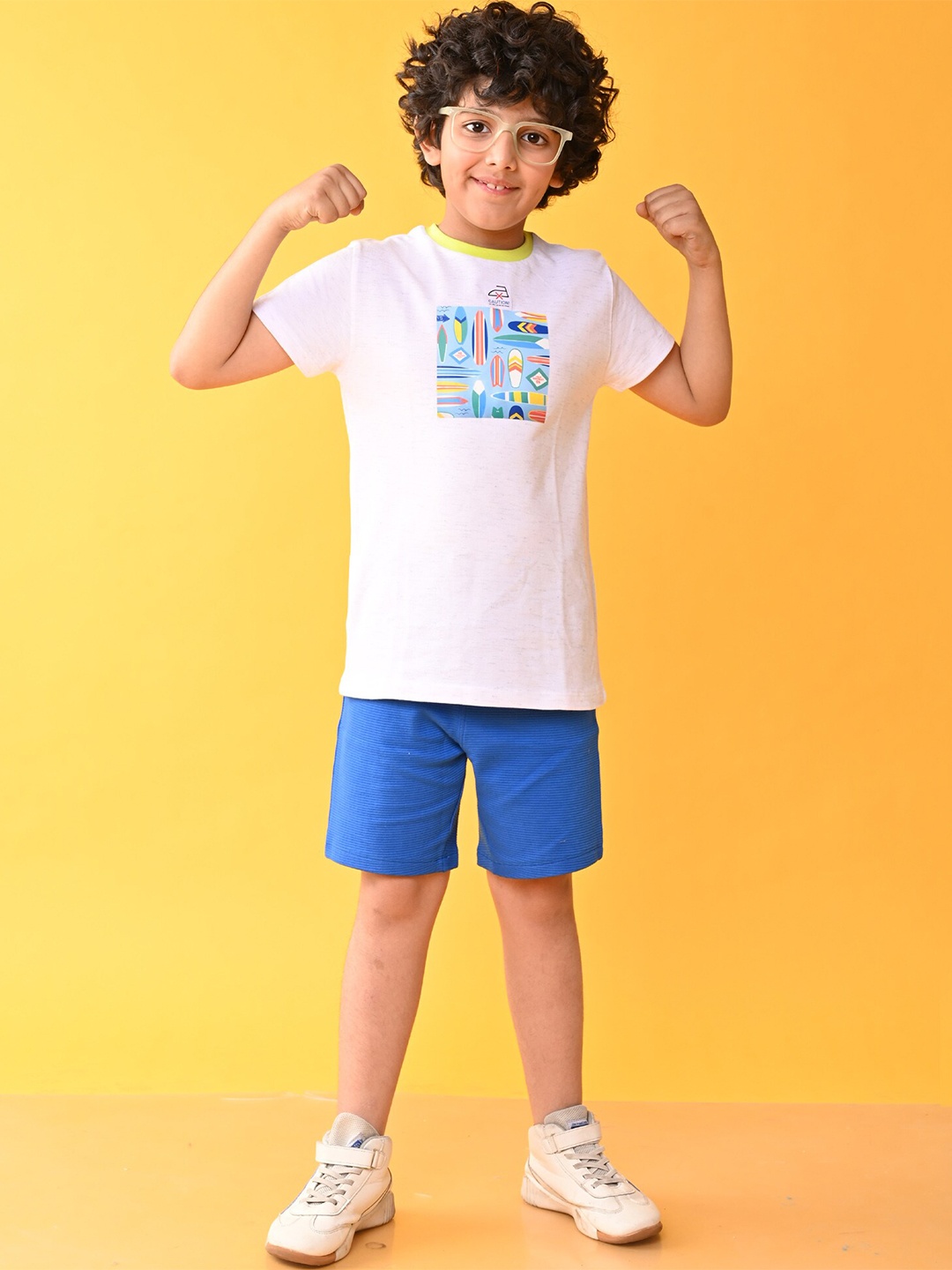 

Anthrilo Boys Printed T-shirt with Shorts, White