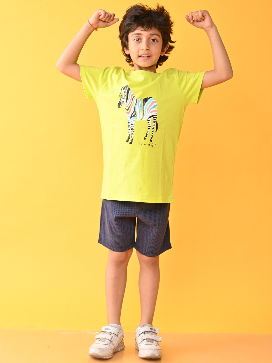 

Anthrilo Boys Printed T-shirt with Shorts, Lime green