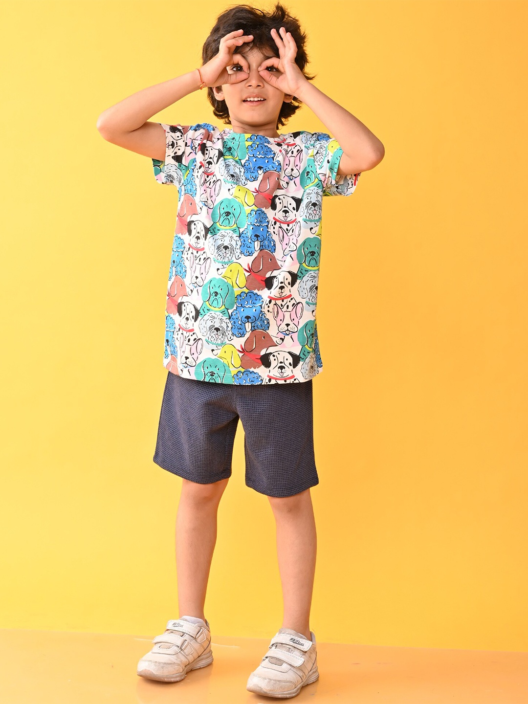 

Anthrilo Boys Printed T-shirt with Shorts, White