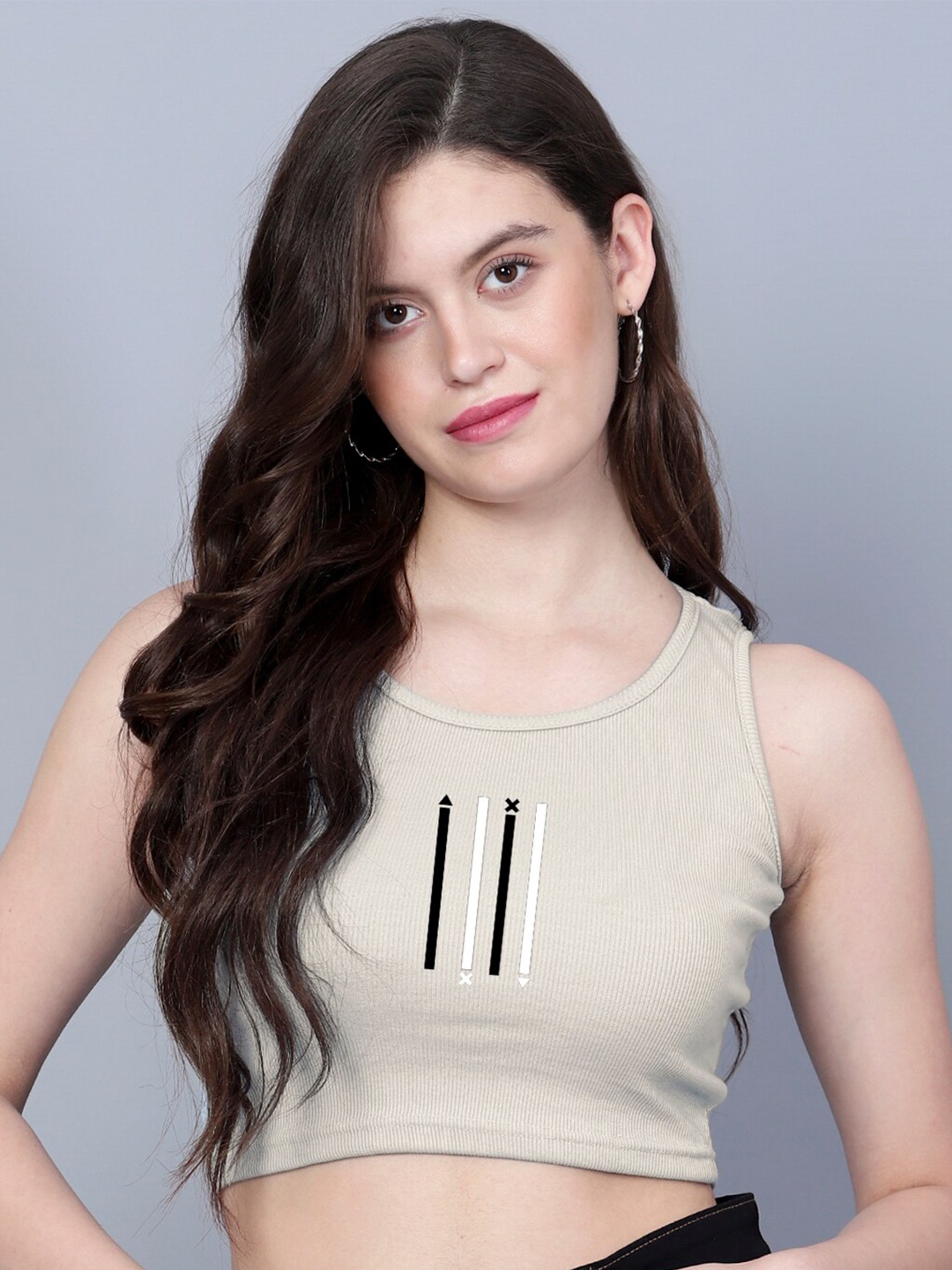 

Fashion And Youth Round Neck Sleeveless Crop Tank Top, Beige