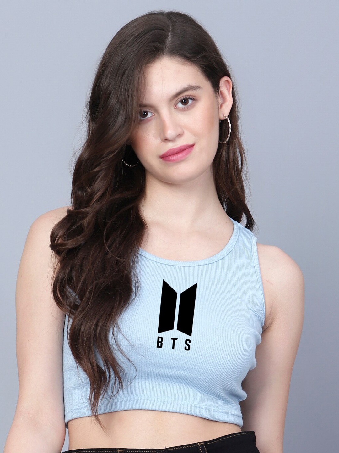 

Fashion And Youth Graphic Printed Tank Crop Top, Turquoise blue
