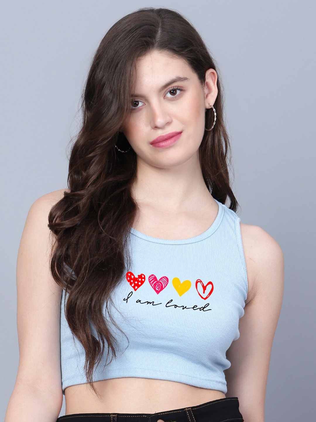 

Fashion And Youth Typography Print Regular Crop Top, Turquoise blue