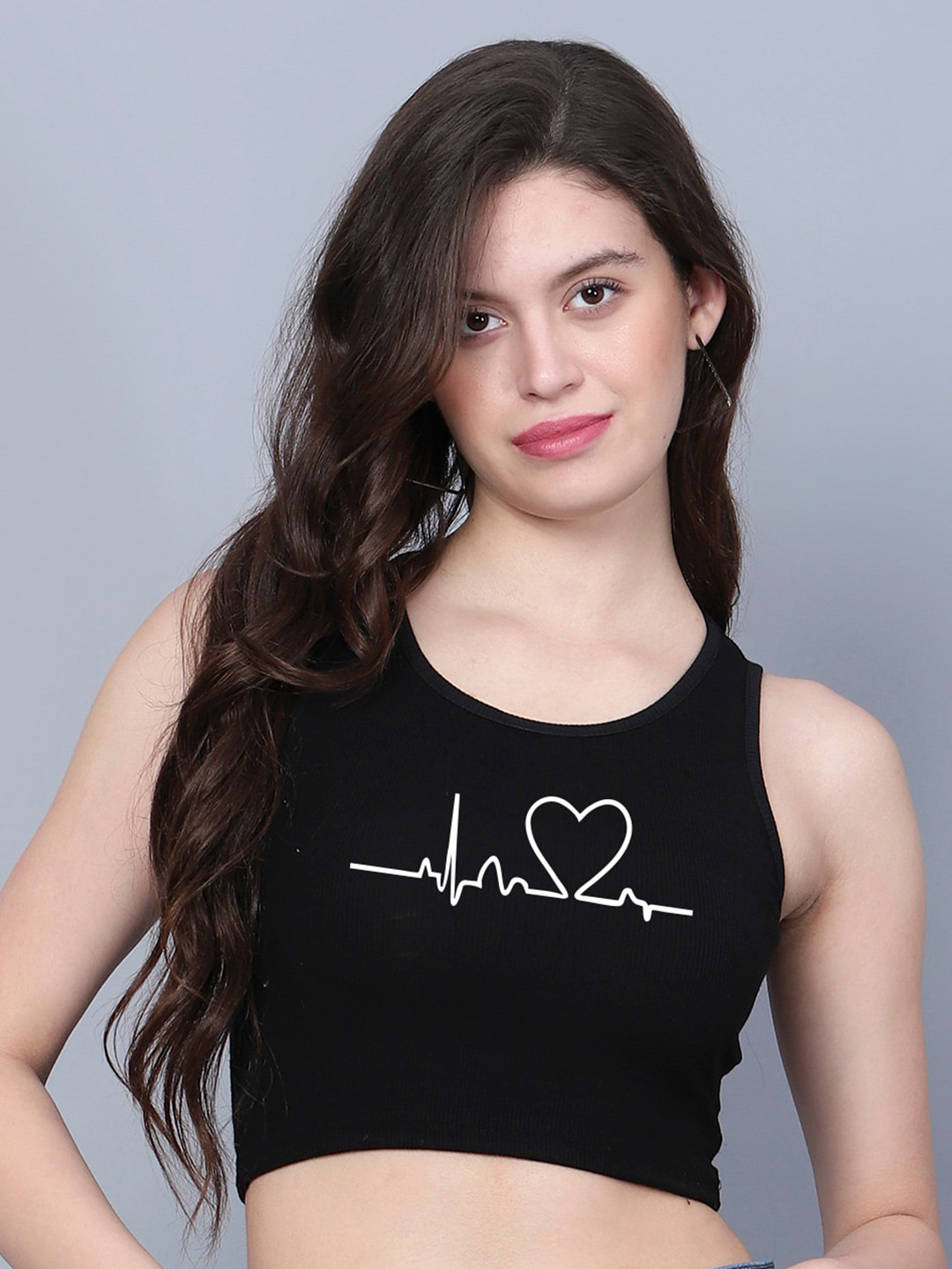 

Fashion And Youth Round Neck Sleeveless Crop Tank Top, Black