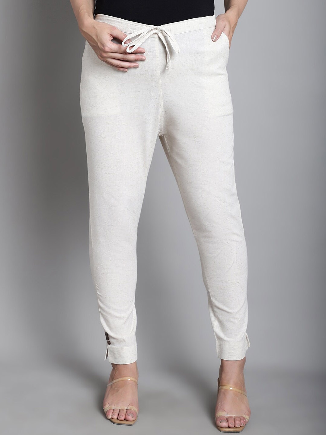 

Moms Maternity Women Relaxed Straight Leg Easy Wash Cotton Maternity Trouser, White