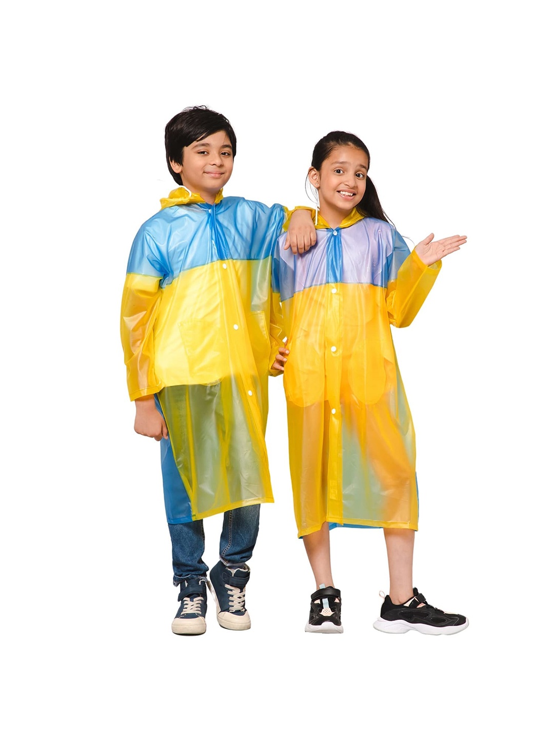 

THE CLOWNFISH Puddle Jumper Kids Waterproof Hooded Rain Jacket, Blue