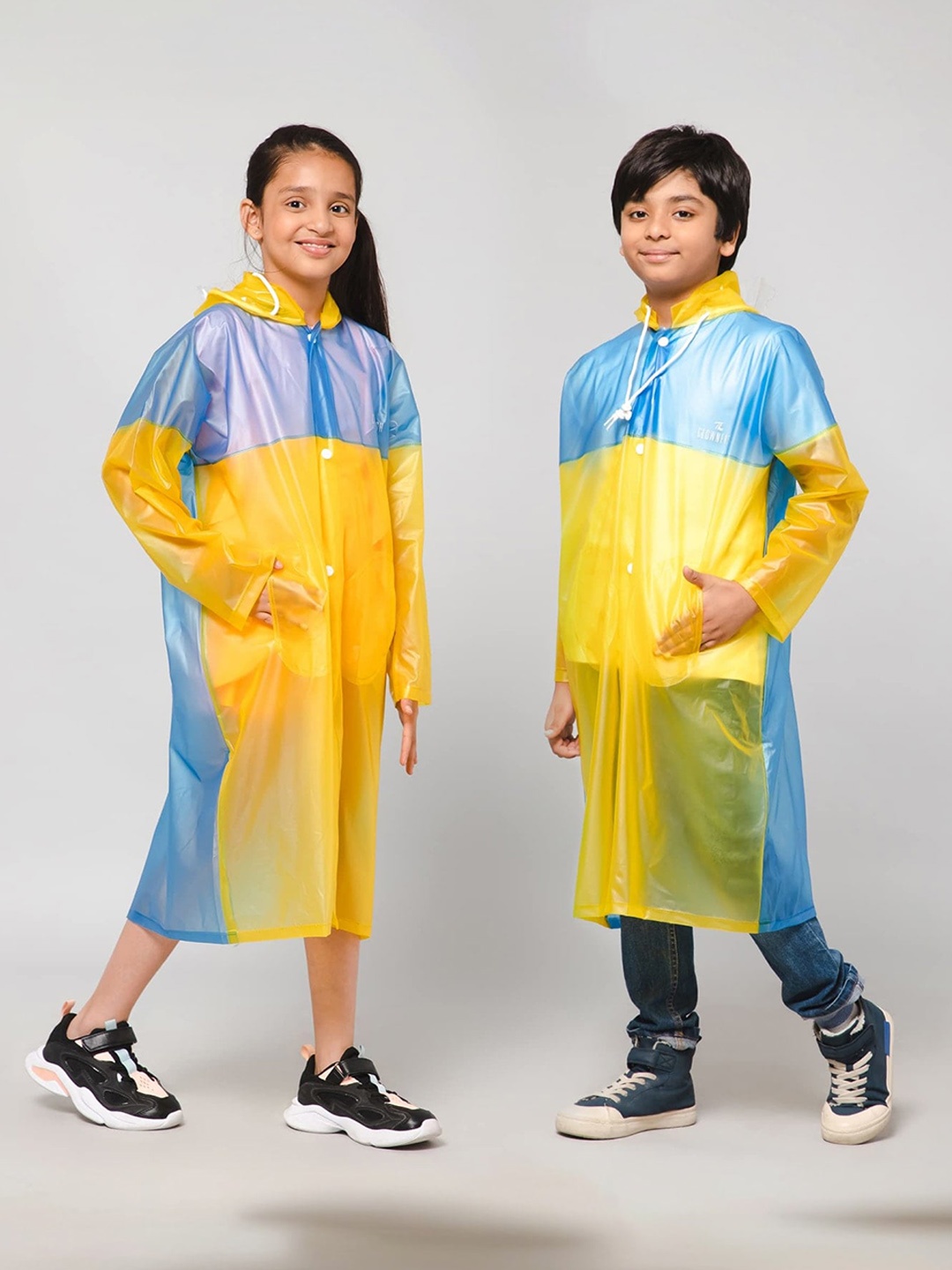 

THE CLOWNFISH Kids Waterproof Hooded Rain Jacket, Blue