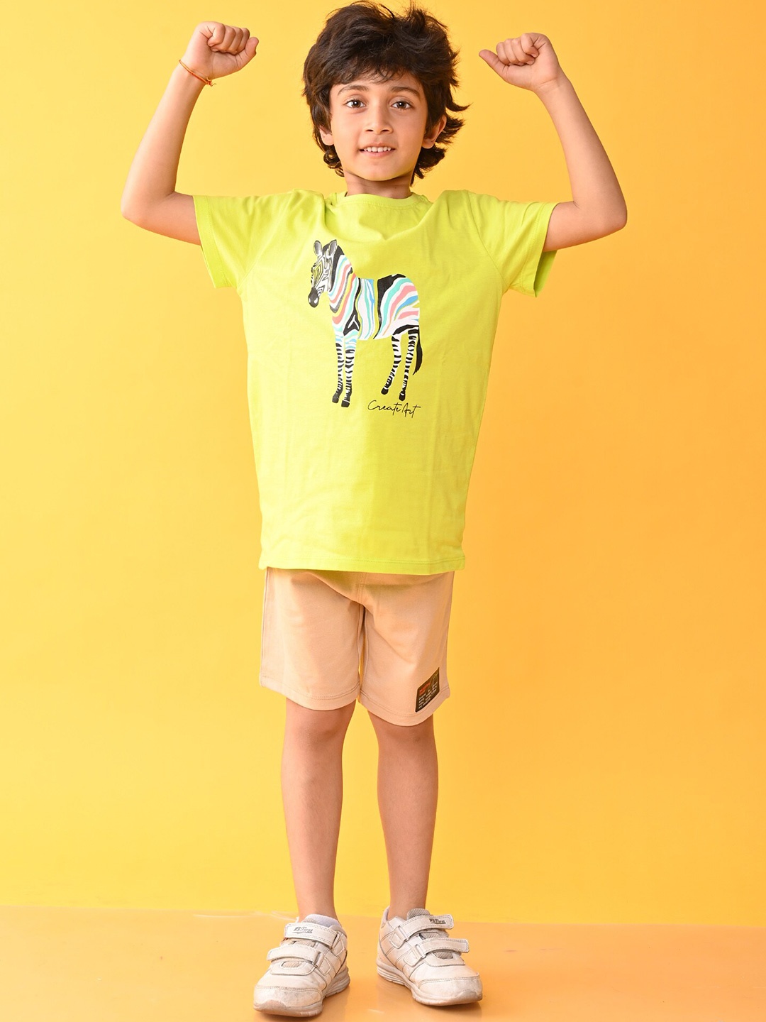

Anthrilo Boys Printed T-shirt with Shorts, Lime green