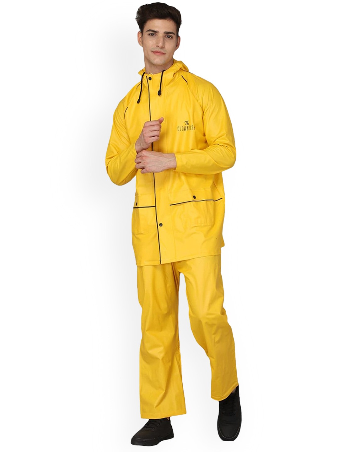 

THE CLOWNFISH Men Reversible Double Layer Hooded Rain Suit, Yellow