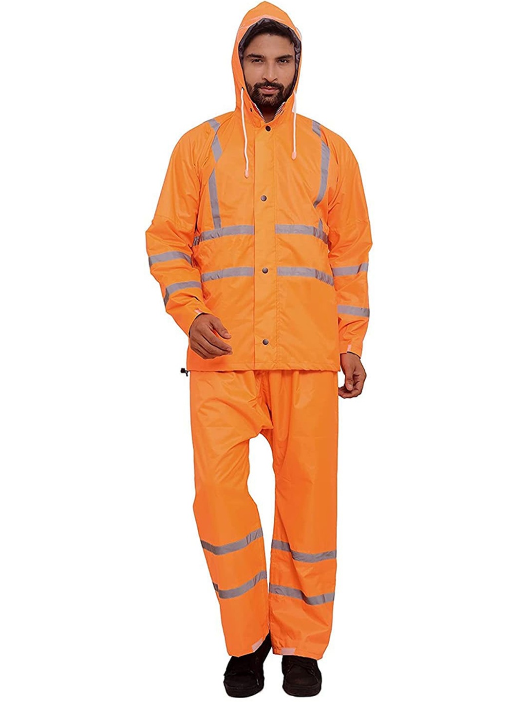 

THE CLOWNFISH Oceanic Pro Rain Suit with Hooded & Reflector Logo at Back, Orange