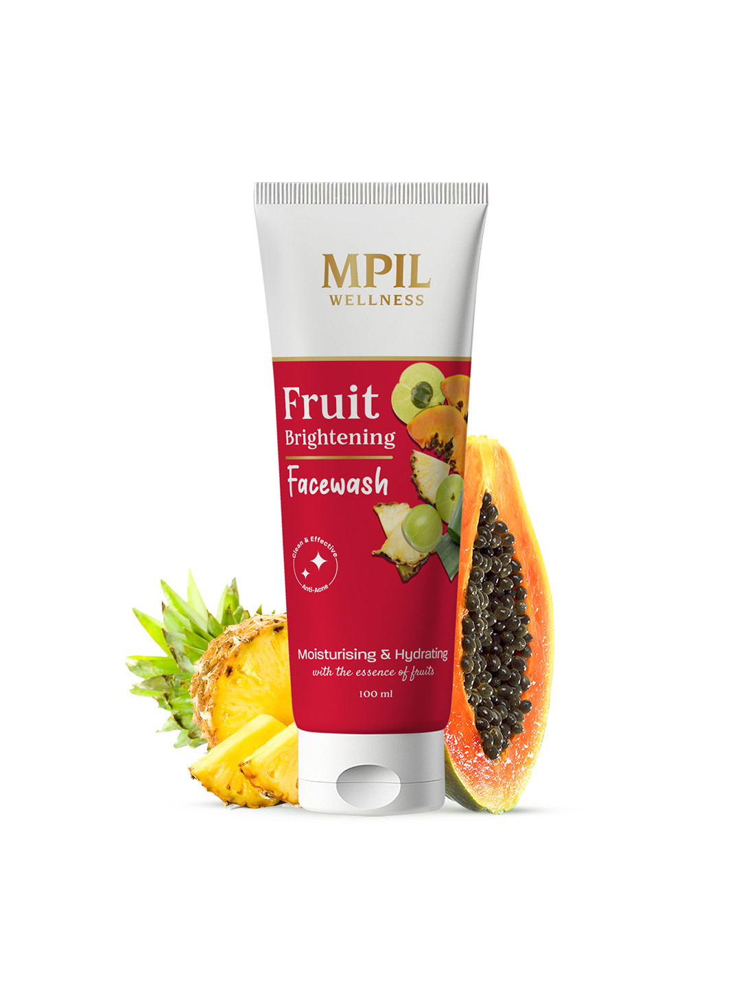 

MPIL WELLNESS Fruit Brightening Face Wash with Neem & Aloevera - 100 ml, Red