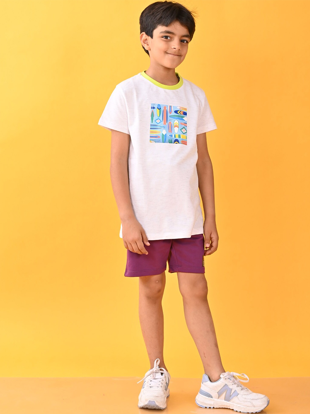 

Anthrilo Boys Printed T-shirt with Shorts, White