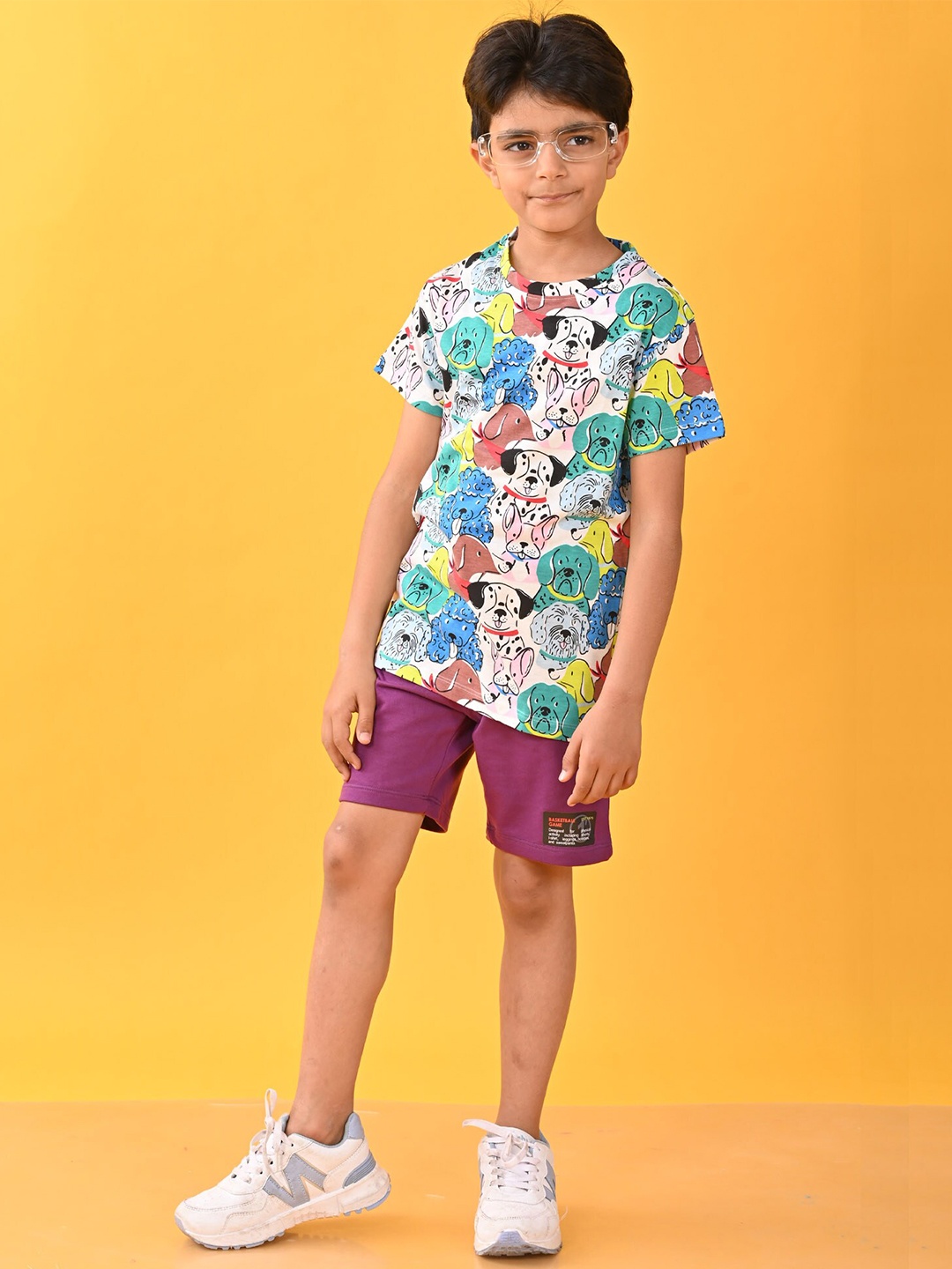 

Anthrilo Boys Printed T-shirt with Shorts, White