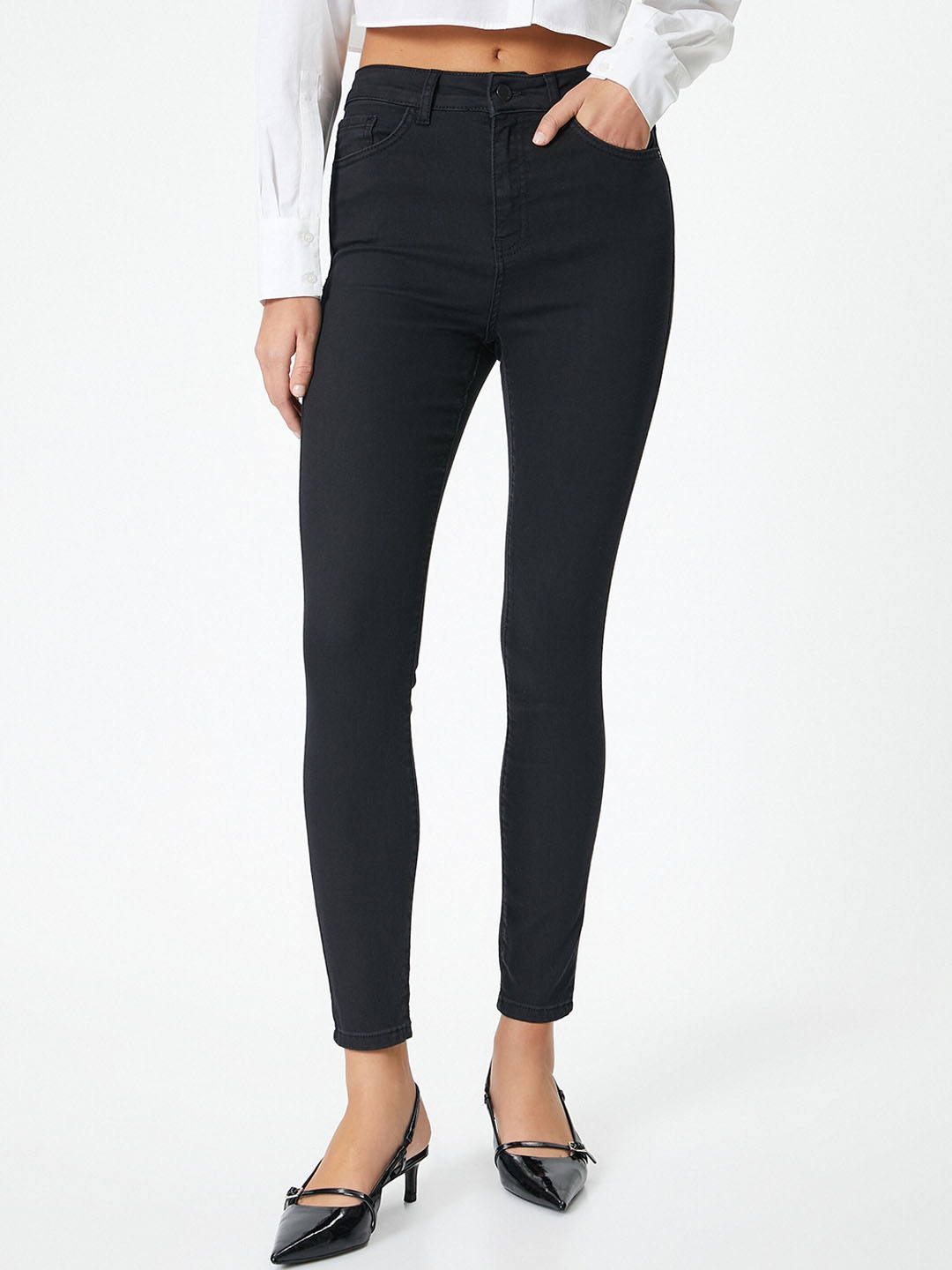 

Koton Women Slim Fit High-Rise Clean Look Stretchable Jeans, Black