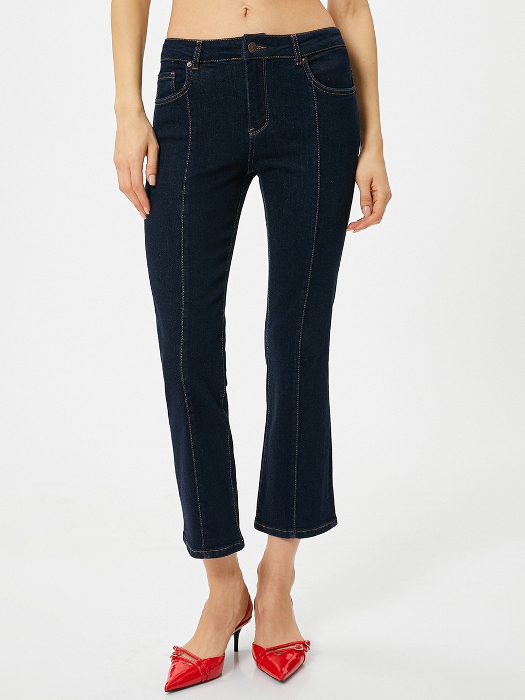 

Koton Women Flared Mid-Rise Clean Look Stretchable Jeans, Blue
