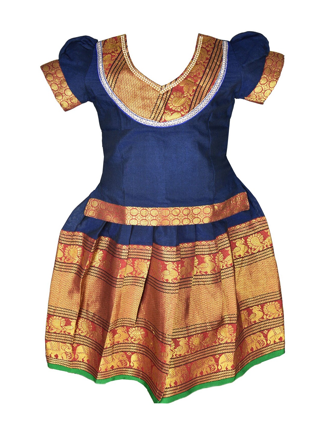 

AMIRTHA FASHION Girls Embellished Thread Work Ready to Wear Lehenga &, Blue