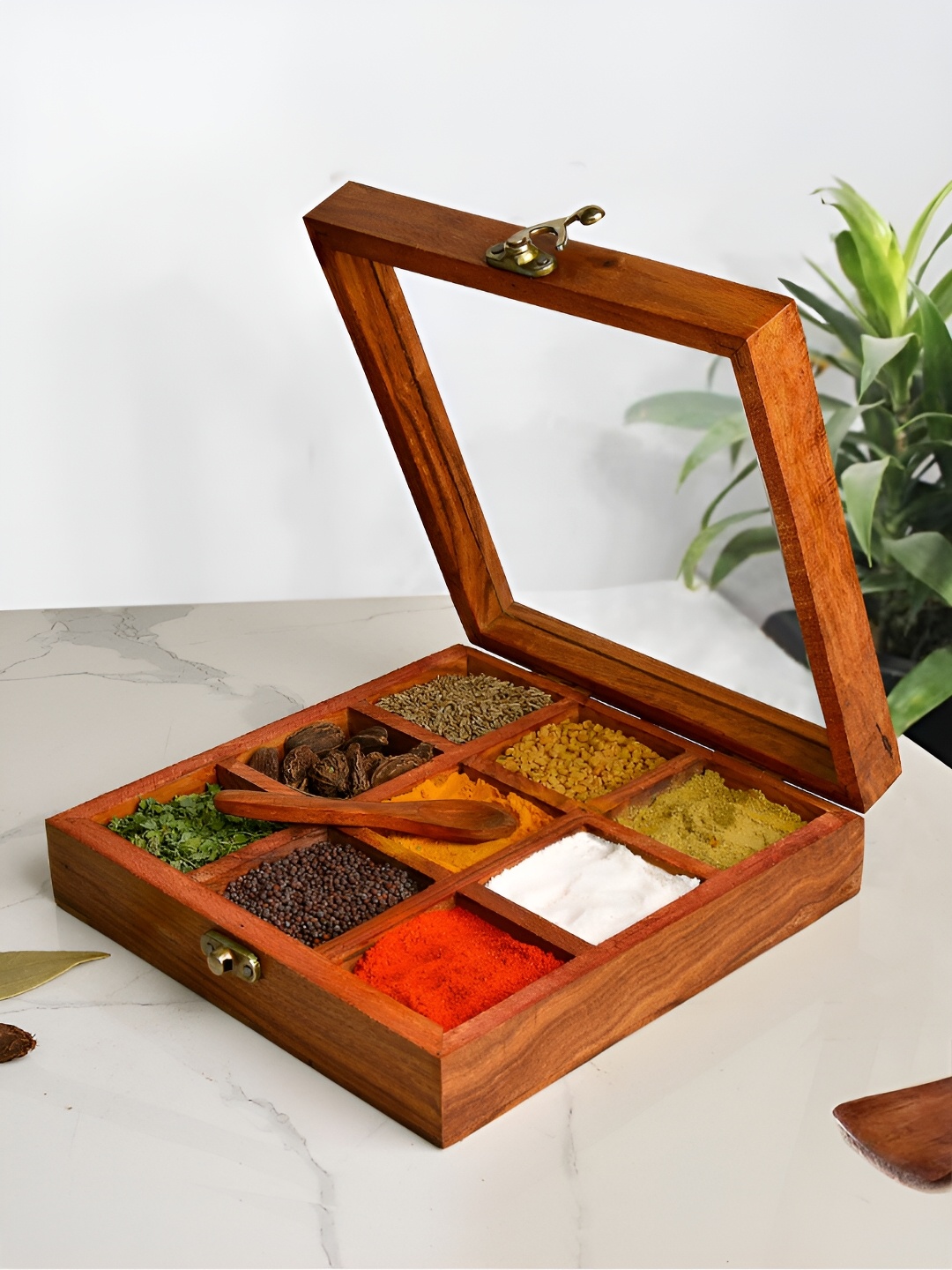 

StyleMyWay Brown Wood Spice Box
