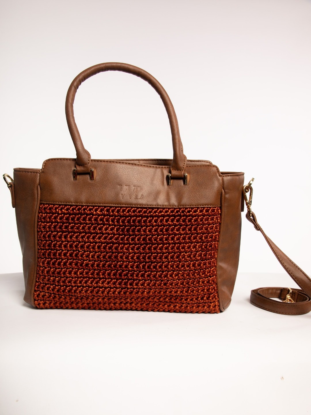 

WABASTA Textured Structured Shoulder Bag, Coffee brown