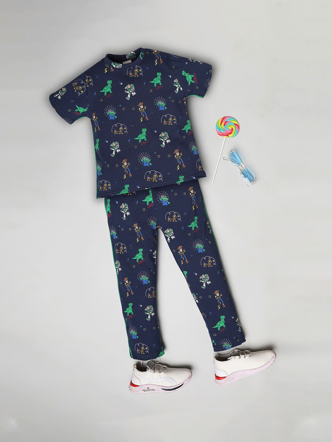 

RAINE AND JAINE Boys Toy Story Printed Pure Cotton Clothing set, Navy blue