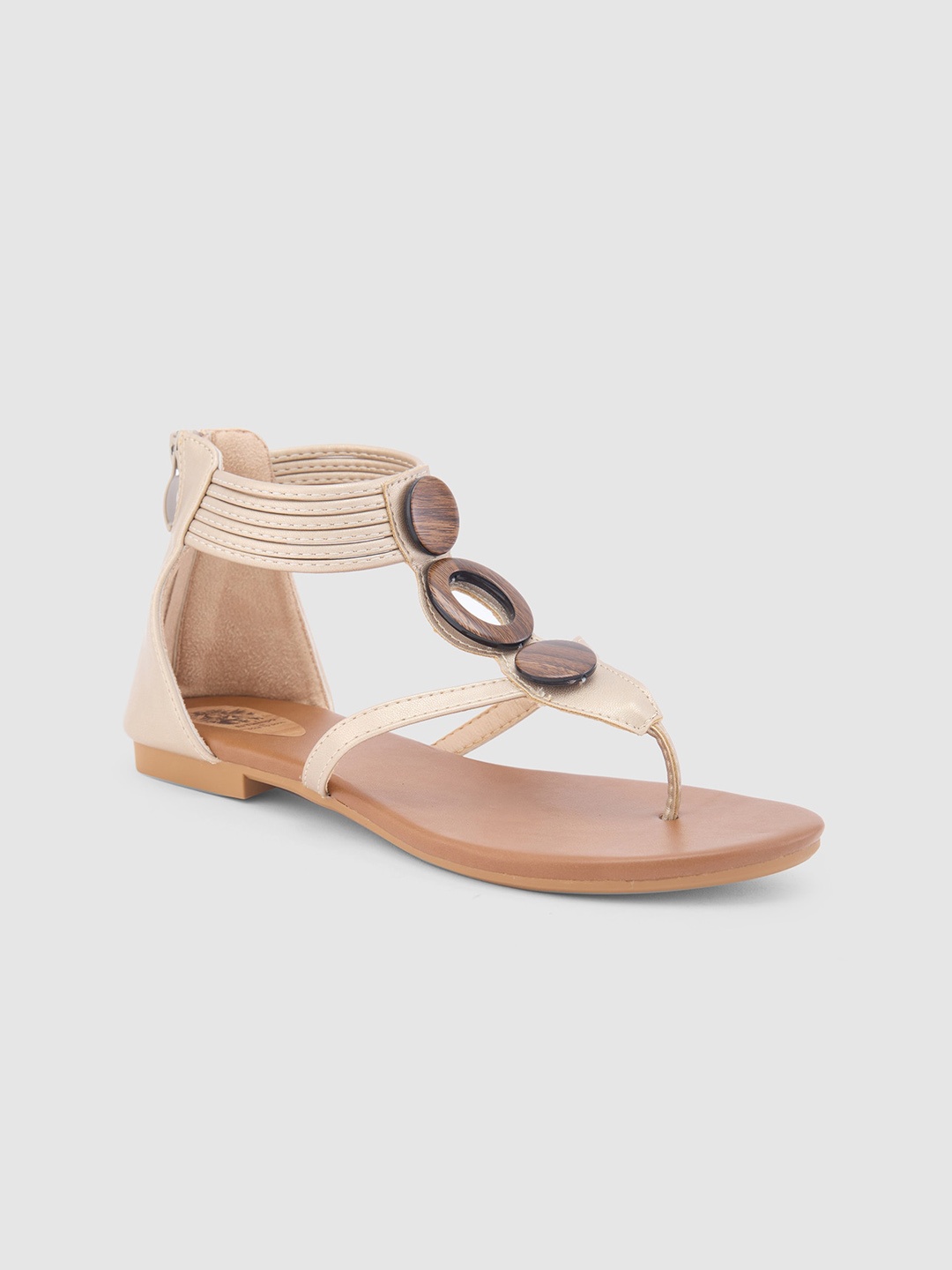 

Sole To Soul Open Toe T-Strap Flats, Gold