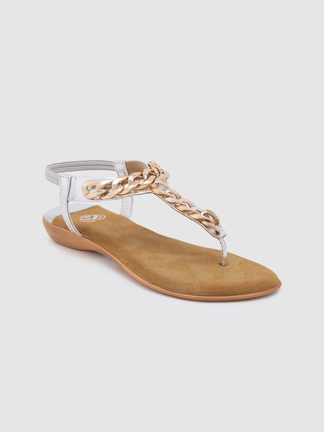 

Sole To Soul Gold Toned Textured T-Strap Flats