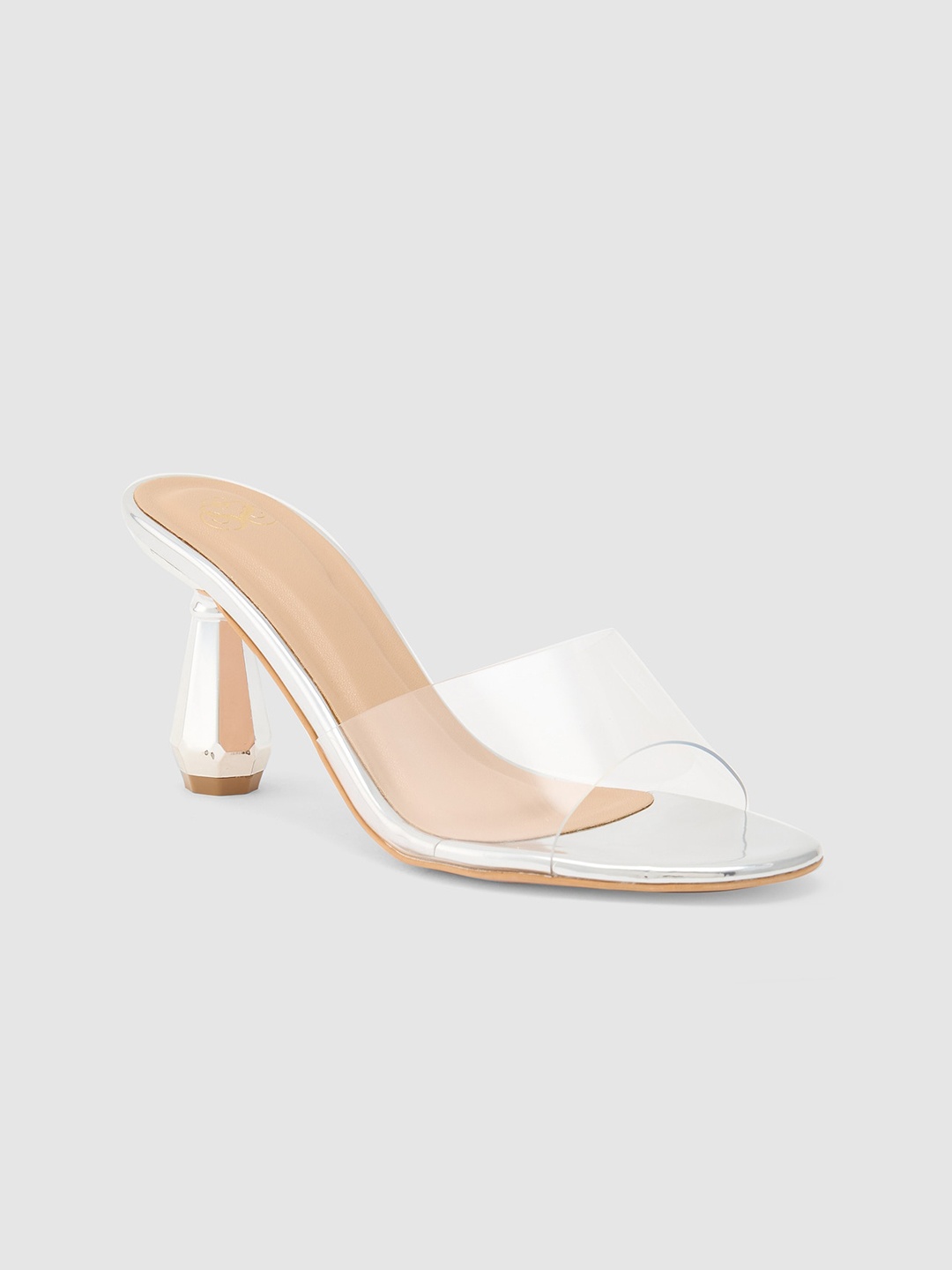 

Sole To Soul Open Toe Block Heels, Silver