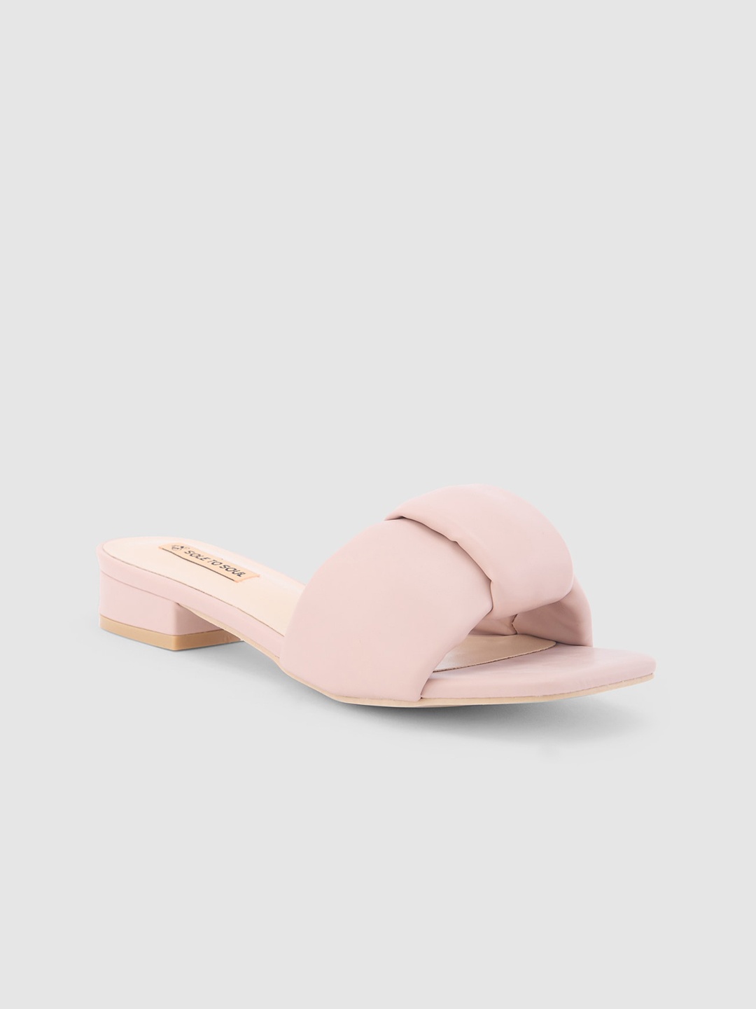 

Sole To Soul Open Toe Block Heels, Peach