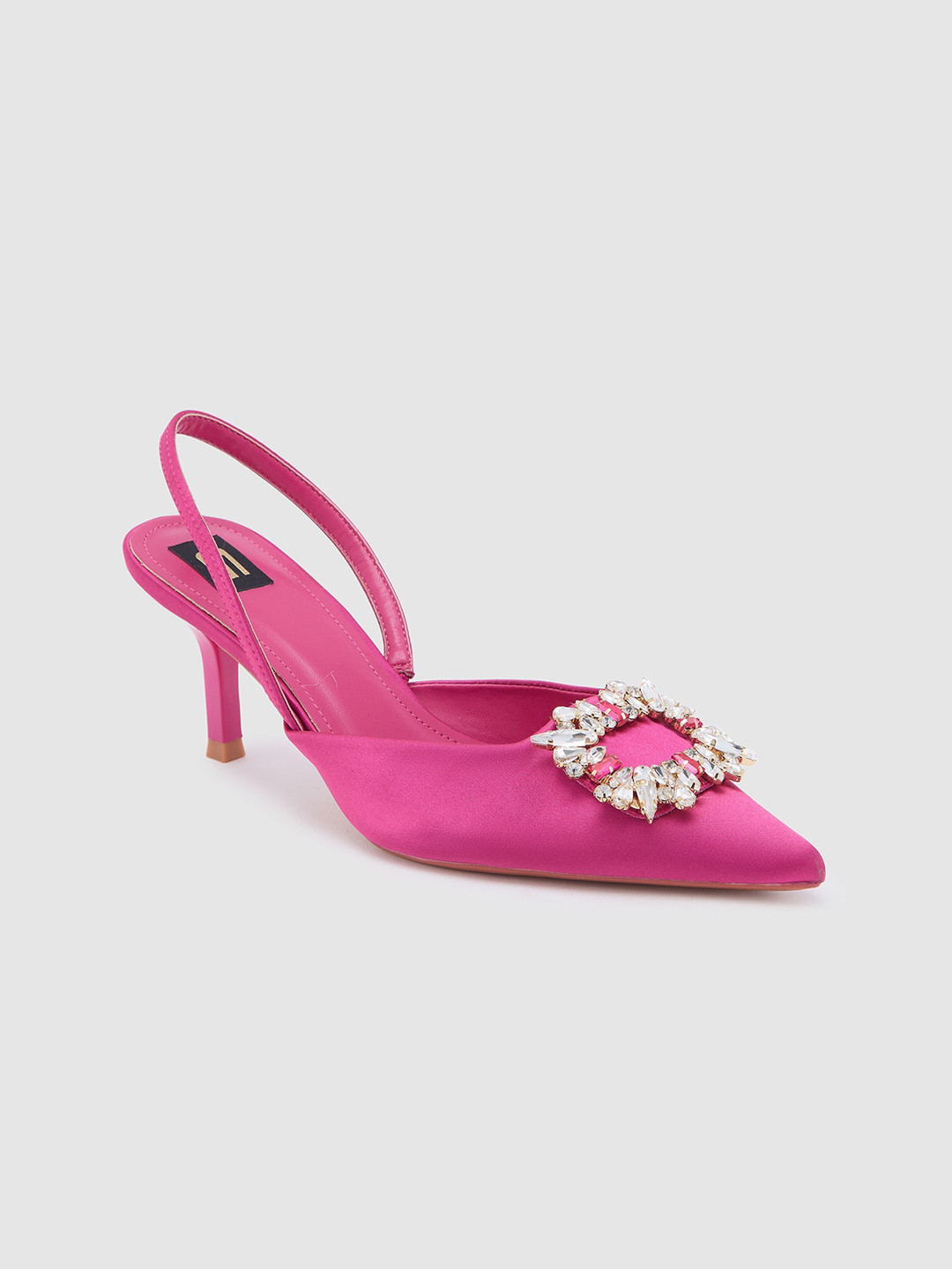 

Sole To Soul Fuchsia Pink Embellished Pointed Toe Slim Heeled Pumps