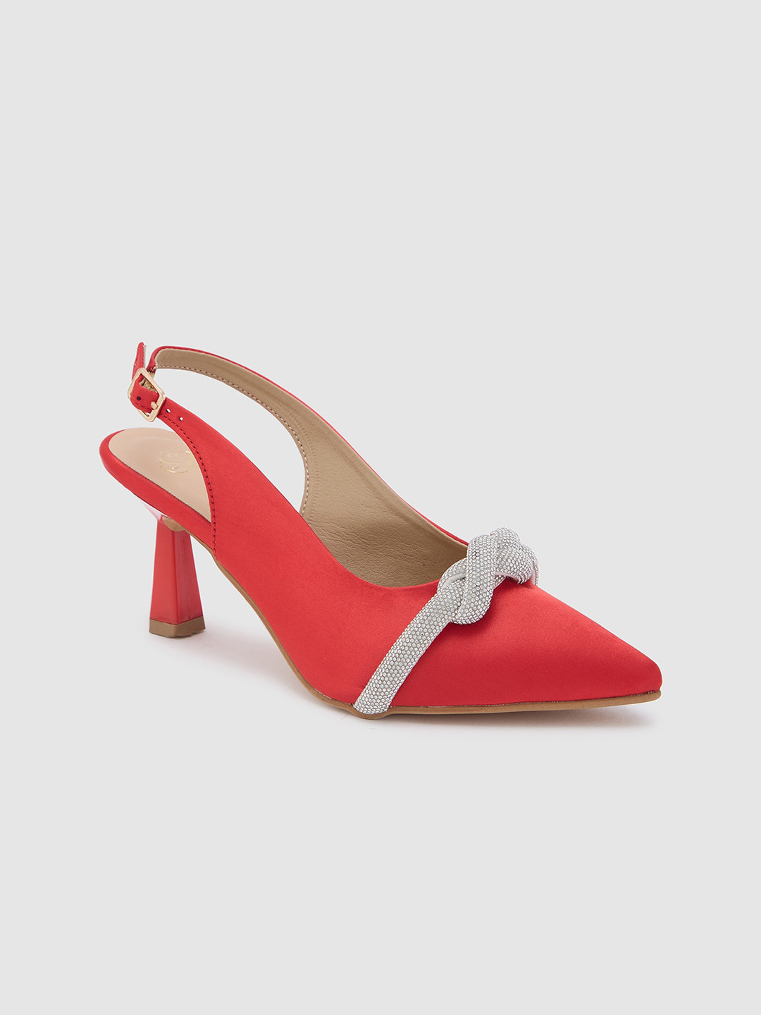

Sole To Soul Red Embellished Pointed Toe Slim Pumps