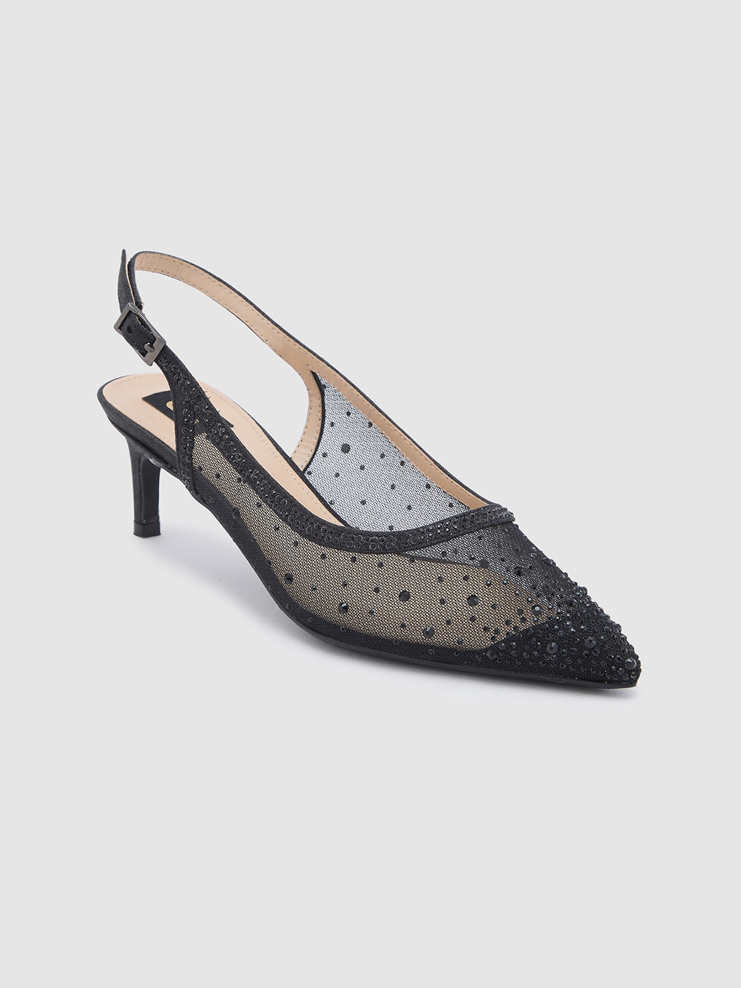 

Sole To Soul Embellished Pointed Toe Slim Heeled Pumps, Black