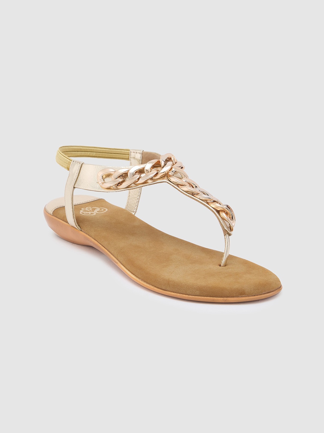 

Sole To Soul Textured Open Toe T-Strap Flats, Gold