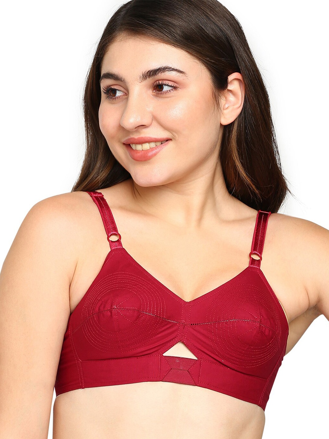 

BLOSSOM Pack of 2 Woven Cotton Round Stitched Bra_PRIYASAJINI, Maroon