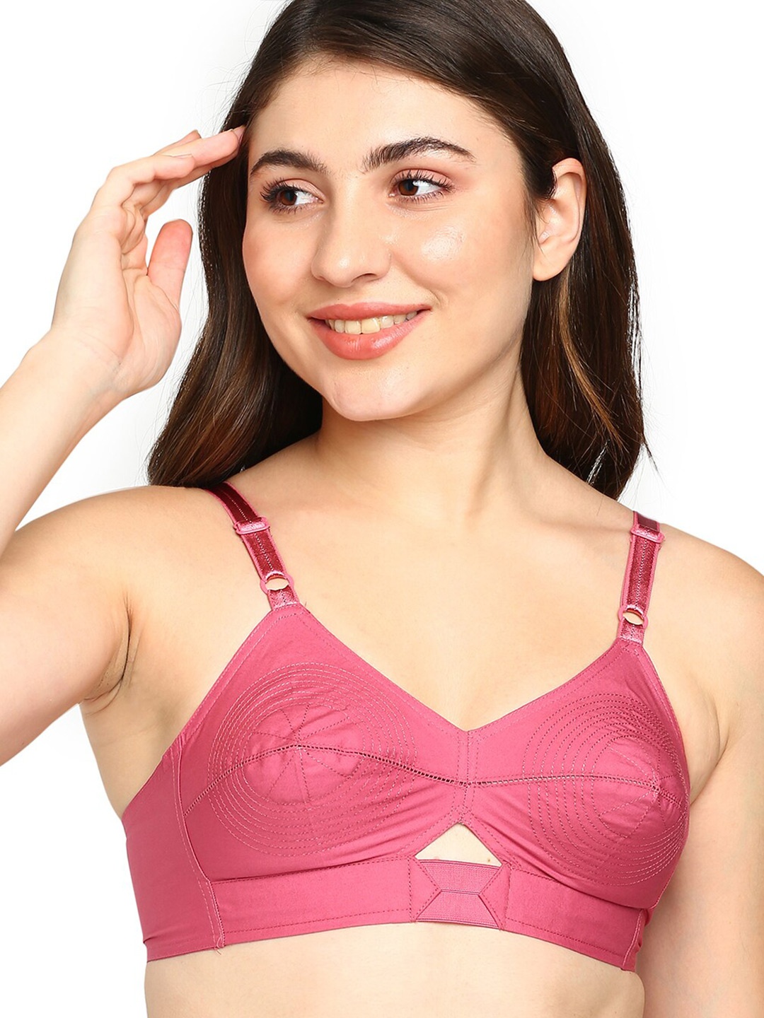 

BLOSSOM Pack of 2 Woven Cotton Round Stitched Bra_PRIYASAJINI, Rose gold