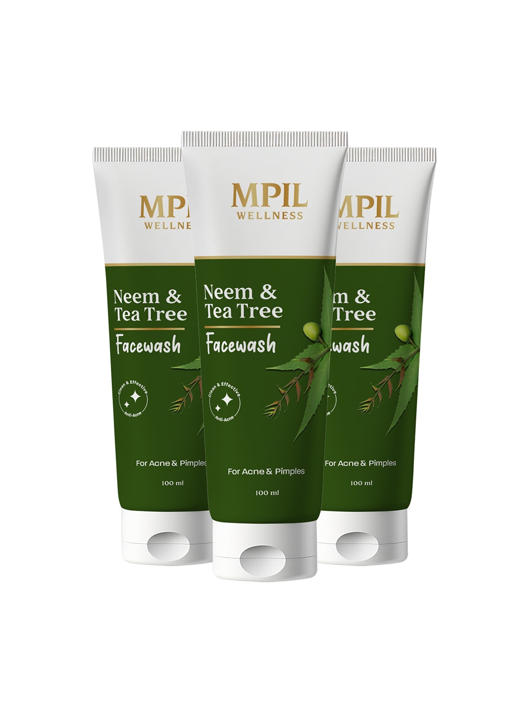 

MPIL WELLNESS Neem & Tea Tree Face Wash for Acne & Pimples - 100 ml, Green